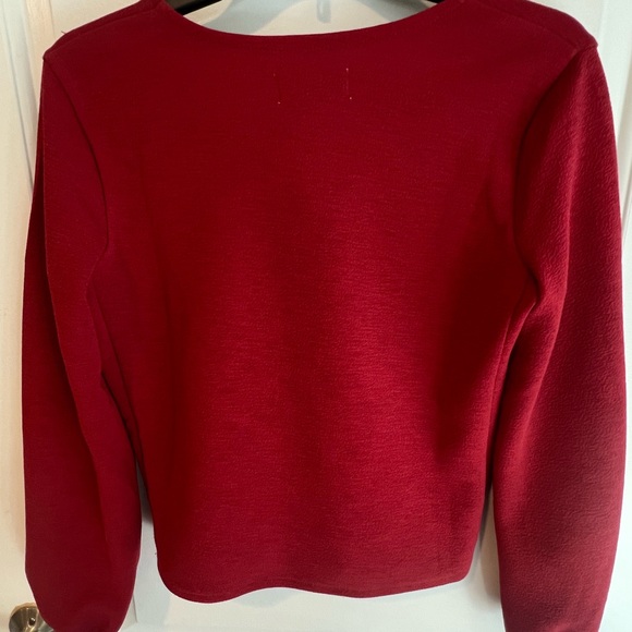 Texture & Thread Madewell Shirt V-front L/S, Red Size XS cross tie - Picture 3 of 12